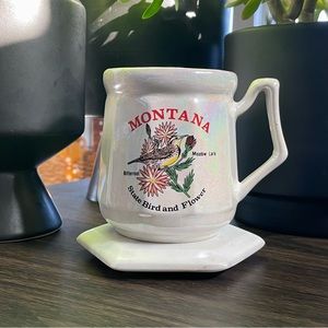 LIPCO | Vintage State Mug - Montana’s State Bird and Flower - Lusterware
